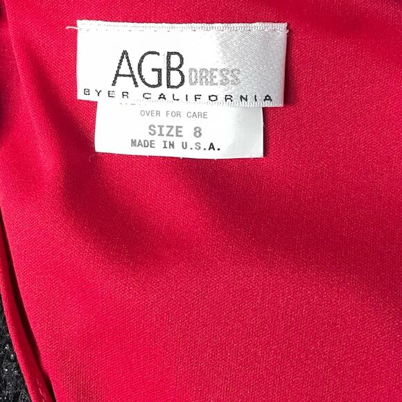 90s AGB Glitter Lace Dress NWT Black w/ Red Lining Women’s 8 Formal Hi-Lo - Picture 7 of 11
